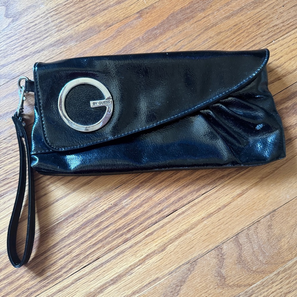 Guess Black Wristlet with Silver Ring Detail